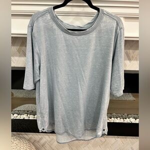 Jane and Delancey Sky Light Blue Relaxed Tunic with Side Button Detail 1X